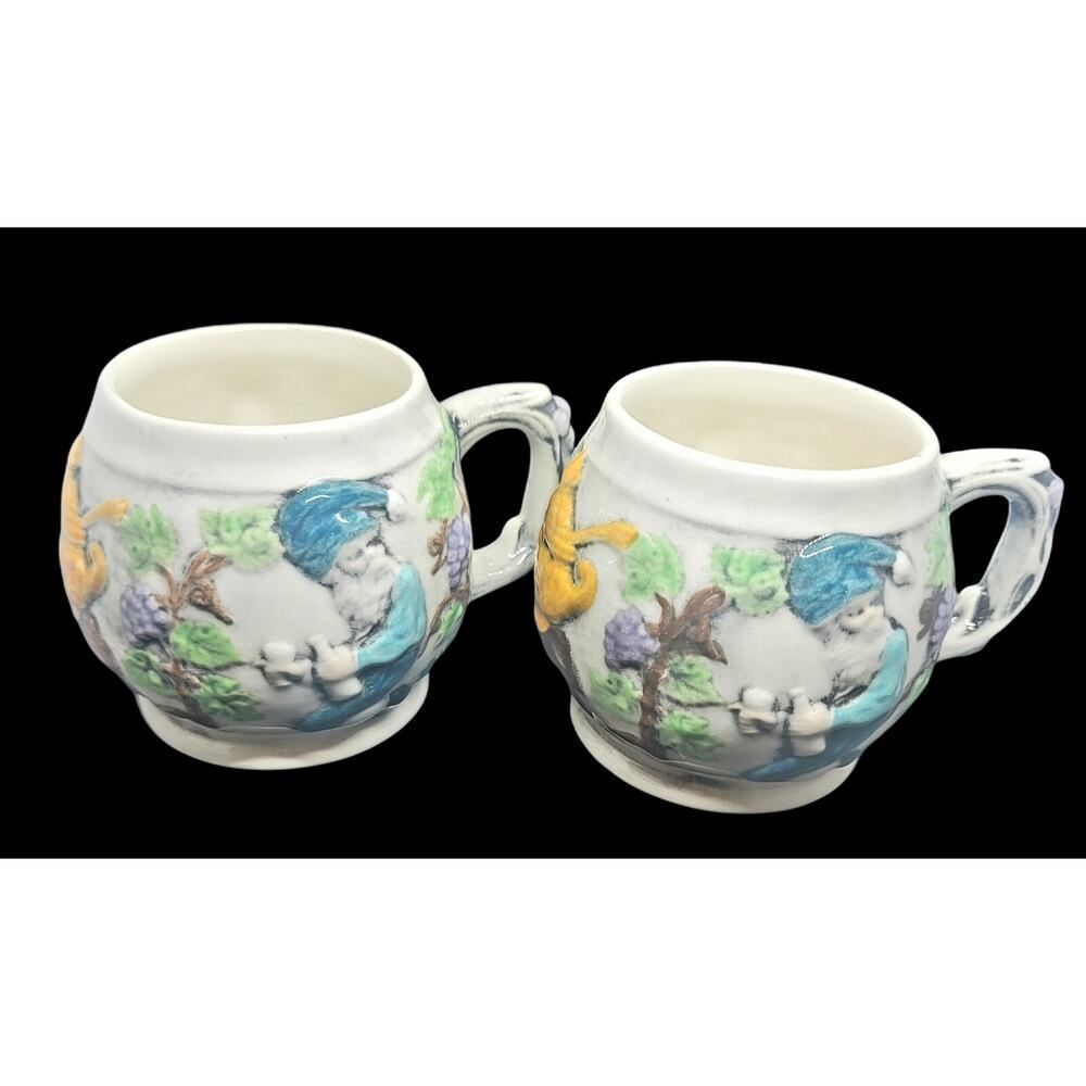 Vintage Ceramic Mugs with 3D Design - 3 1/4"